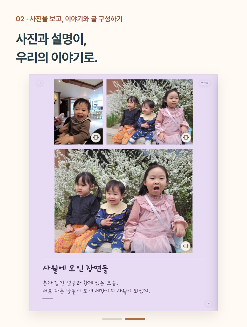 사진과 설명을 받아 완성한 실제 앨범